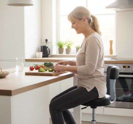 Luxe tabouret met rugleuning en badstof hoes voor extra comfort en ondersteuning