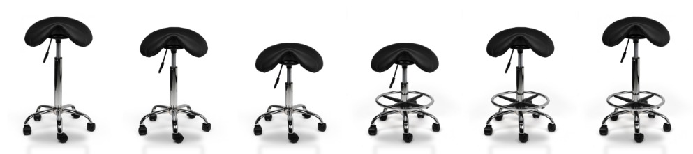 Overzicht van diverse zadelkruk modellen in verschillende kleuren en materialen